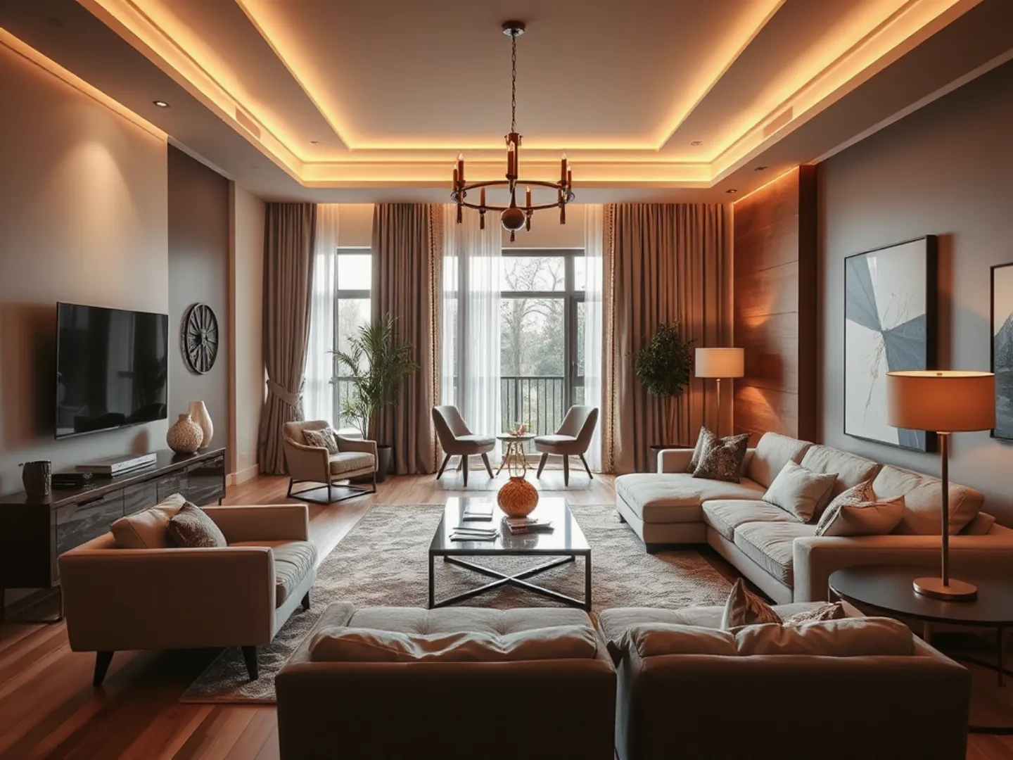 Stylish living room with modern decor elements